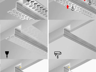 Profil LED, profil din aluminiu pentru banda, profil din pentru bandă LED incastrat rigips, panlight foto 7