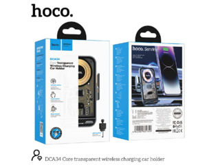 Suport auto transparent pentru încărcare fără fir HOCO DCA34 Core foto 4