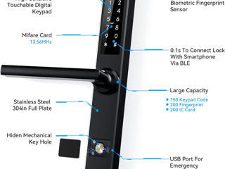 Smart Lock, умный дверной замок с отпечатками пальцев foto 6