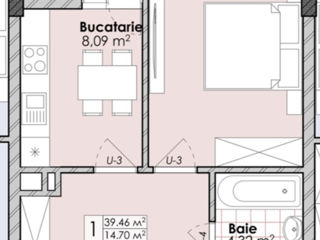 Apartament cu 1 cameră, 40 m², Botanica, Chișinău foto 3