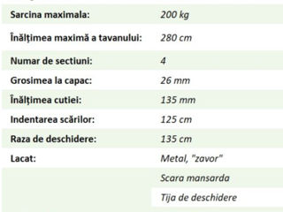 Scara pentru mansarda ECO+ Mini, H-2.8m, 60; 80; 90x100cm foto 2