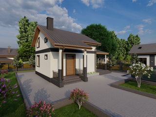 Casă de locuit individuală cu 2 niveluri / P+M / 65m2/ proiecte/ renovari / construcții / 3D