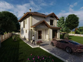 Casă de locuit individuală cu 2 niveluri / P+E / stil neoclasic / 140.45m2 / proiecte / 3D /arhitect foto 1