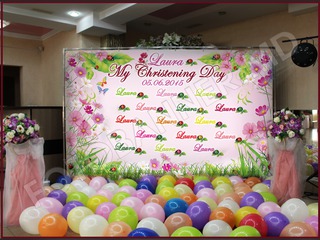 Fotopanou, fotostand, banner cu decor din baloane pentru nunta, cumetrie, zi de nastere, botez foto 1