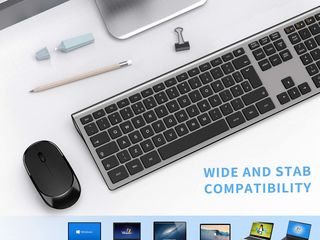 Tastatura si Mouse Wireless Keyboard Mouse Combo, UK Layout, for Computer, PC, Laptop, Desktop foto 5