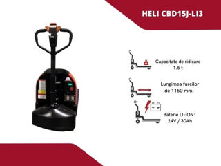 Transpaleta electrică heli model CBD15J-Li3 Самоходная электрическая тележка CBD15J-Li3 foto 3