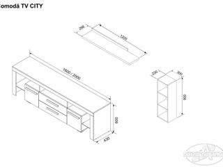 Comodă TV City 1.6m, 2.0 m în 2 culori - livrare, credit !!! foto 3