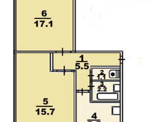Ap. 2 cam., 50 м², 2/5 et.