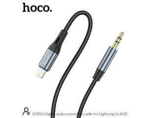 Cablu de conversie audio digital Hoco DUP03 pentru Lightning la AUX foto 3