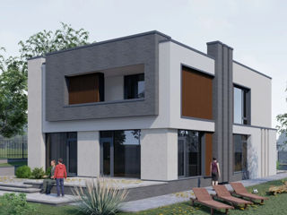 Casă de locuit individuală cu 2 niveluri/stil modern/180m2/construcții/arhitecți/ 3D foto 3