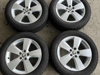 5x100 R16 Skoda cu anvelope 195/60 R16 Semperit foto 1