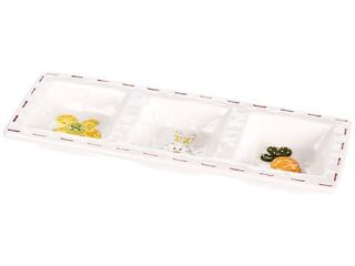 Recipient Pentru Aperitiv Triplu "Iepure Cu Morcov" 34X12X3Cm, Portelan