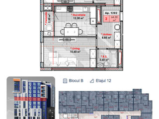 Apartament cu 2 camere, 65 m², Râșcani, Chișinău