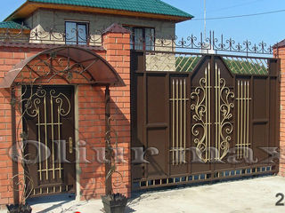 Porți, garduri, copertine, balustrade, gratii, uși metalice ,alte confecții din fier forjat. foto 5