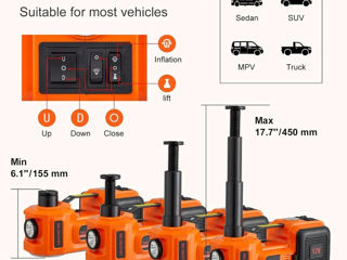 Cric electrohidraulic 5t 5in1 + cheie de impact + pompa electrica si lanterna foto 5