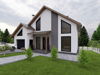 Proiect casă de locuit P+M, stil modern, 185.2 m2, renovare/arhitect/proiecte/construcții/inginer foto 1