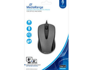 MediaRange Wired 3-button optical mouse, black/grey