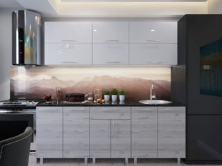 Se vinde  Bucătărie modulară Modern 2.4m cu fațadă MDF (High Gloss) calitativ, cu design modern. foto 5