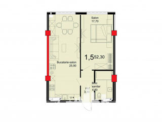 Apartament cu 1 cameră, 52 m², Telecentru, Chișinău foto 6