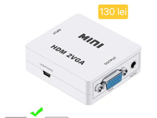 Адаптеры HDMI-DP-DVI-D - VGA-usb Type C-RCA -Mini DP-PS2/WII foto 2