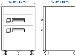 Tumbă din metal pentru oficiu IKEA (Gri Închis) cu rotile foto 7