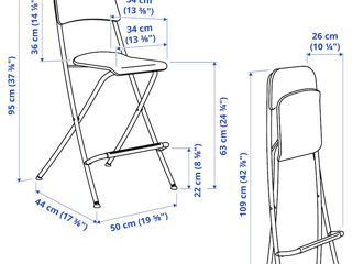 IKEA!!! Scaun bar cu spătar, pliant, alb/alb, 63 cm foto 4