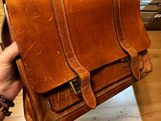 h&m портфель из натуральной кожи (коричневый)