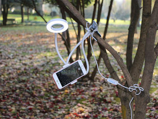 LED inel cu suport flexibil pentru telefon  / Гибкий держатель для телефона со световым кольцом foto 5