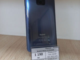 Xiaomi Redmi Note 9 3/64GB 1190 lei