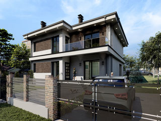 Casă de locuit individuală cu 2 niveluri P+M / construcții/renovări/3D/165.7m2/ stil modern