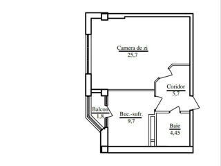 Apartament cu 1 cameră, 48 m², Buiucani, Chișinău