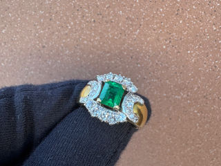 inel superb , emerald natural , diamante , великолепный золотое кольцо, изумруд, бриллианты foto 2