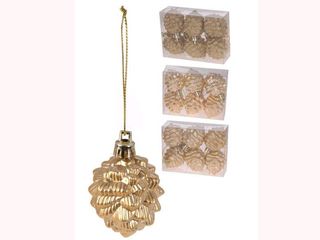Set Decoratiuni Pentru Brad "Conuri" 6X55Mm Auriu/Albastr/Alb