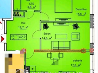 Apartament cu 2 camere, 62 m², Durlești, Chișinău foto 2