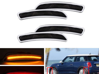 4x Smoked LED Front & Rear Side Marker Lights For 14-19 Mini Cooper F55 F56 F57