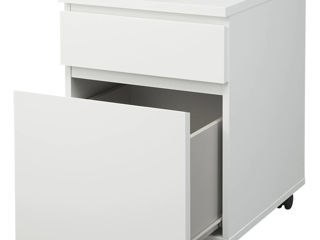 Comodă pentru oficiu minimalistă IKEA (Alb) cu rotile foto 4