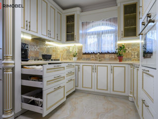 Bucătărie în formă de U Rimobel, MDF vopsit mat, culoare Bej foto 11