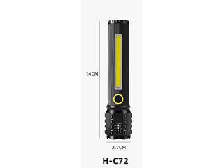 Lanternă compactă fără fir BLG-C72O-P500 Cree XHP50 LED, capacitate de focalizare a fasciculului ZOO foto 4