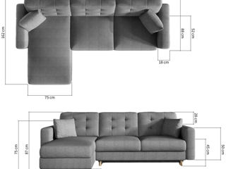Canapea modernă din velur 120x210 foto 4