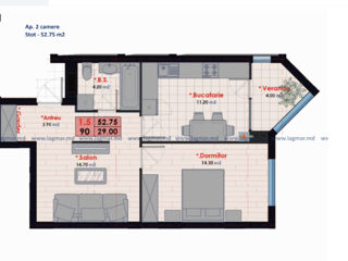 Apartament cu 1 cameră, 52 m², Centru, Chișinău foto 2
