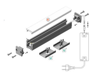 Profil din aluminiu încastrat în podea Topmet Light SET STANDARD FLOOR12 K opal U inox, lungime 2m, foto 4