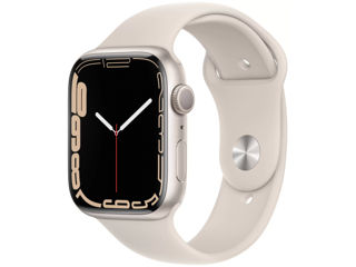 Apple Watch Series 7 GPS, 41mm Starlight Aluminium Case with Starlight Sport Band, MKMY3