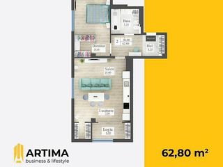 Apartament cu 2 camere, 63 m², Buiucani, Chișinău foto 2