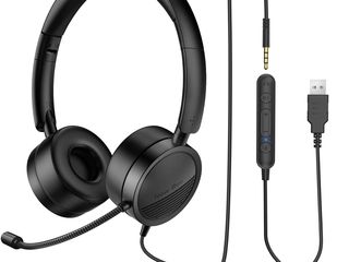 Stereo Casti Cu Microfon Noise Cancelling Mic Headset USB/3,5mm Jack наушники