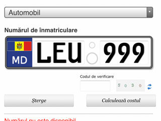 Numar de inmatriculare LEU 999