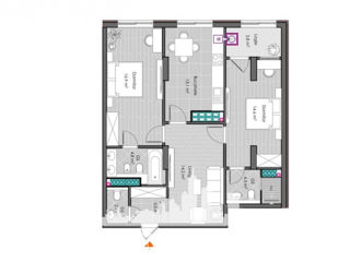 Apartament cu 2 camere, 77 m², Centru, Ialoveni foto 2