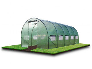 Sera 6x3x2 m,tip tunel, pentru gradina, folie cu protectie UV4, ferestre, verde  - Electron.md