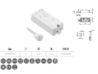 Comutator cu senzor de mișcare pentru LED, 220V, senzor de mișcare în infraroșu cu reglare a sensibi foto 2