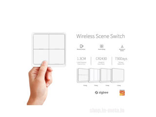 Беспроводной выключатель Zigbee Wireless Switch, 4 button, White, Gray, Black foto 8