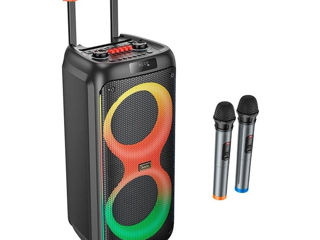 Портативная колонка-караоке HOCO HA7 75W с RGB подсветкой Black foto 2